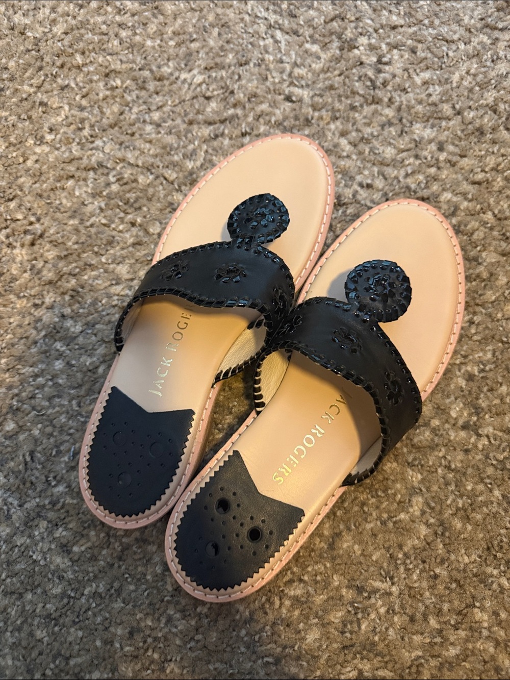 Jack Rogers Black Leather Sandals